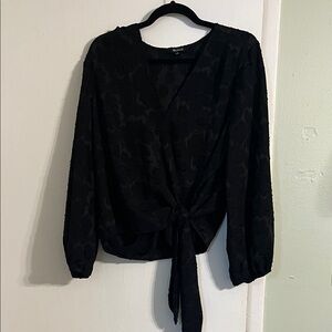Madewell Black Textured Wrap Blouse